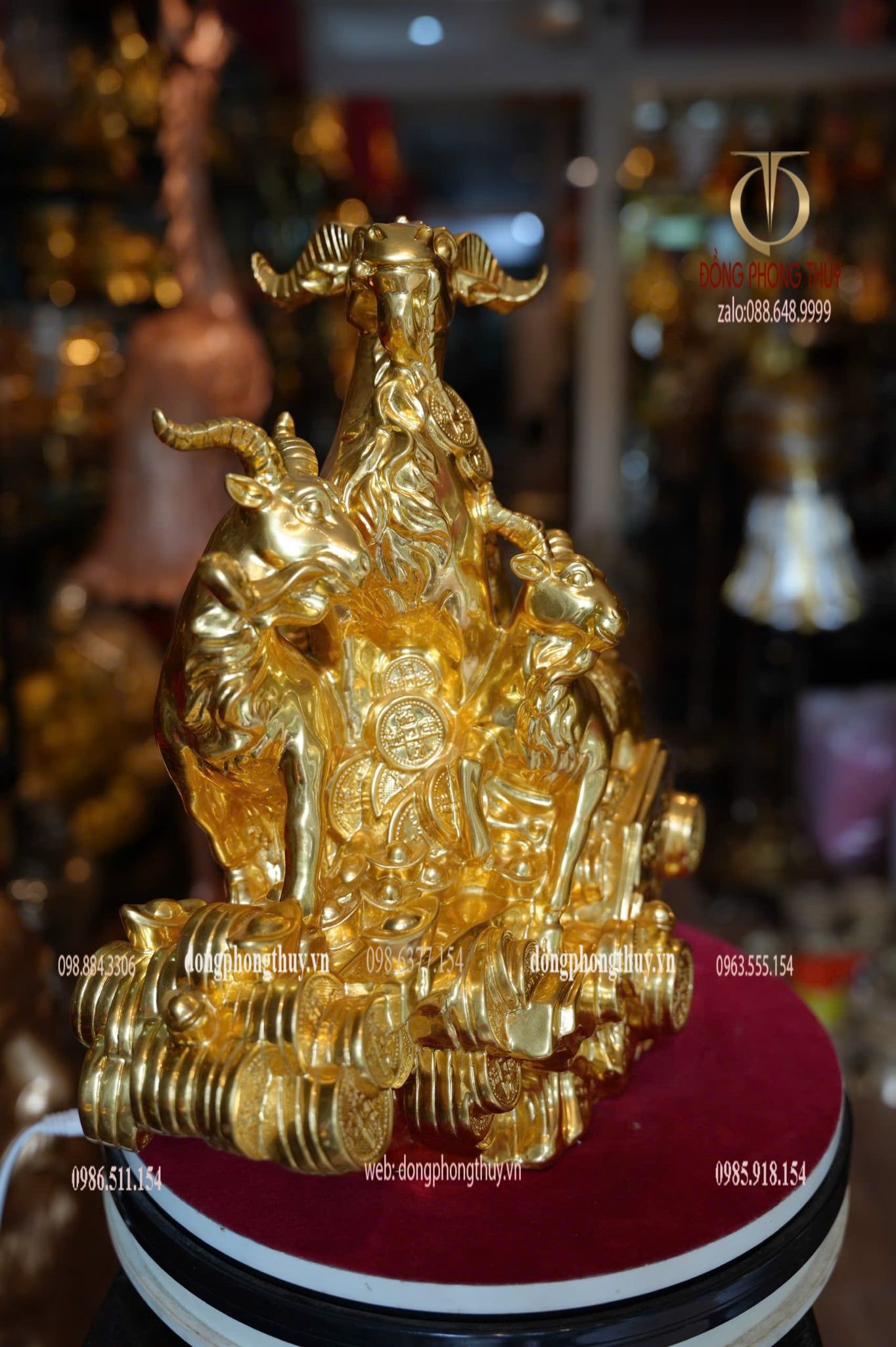 Tượng Dê dát vàng 24k bằng đồng