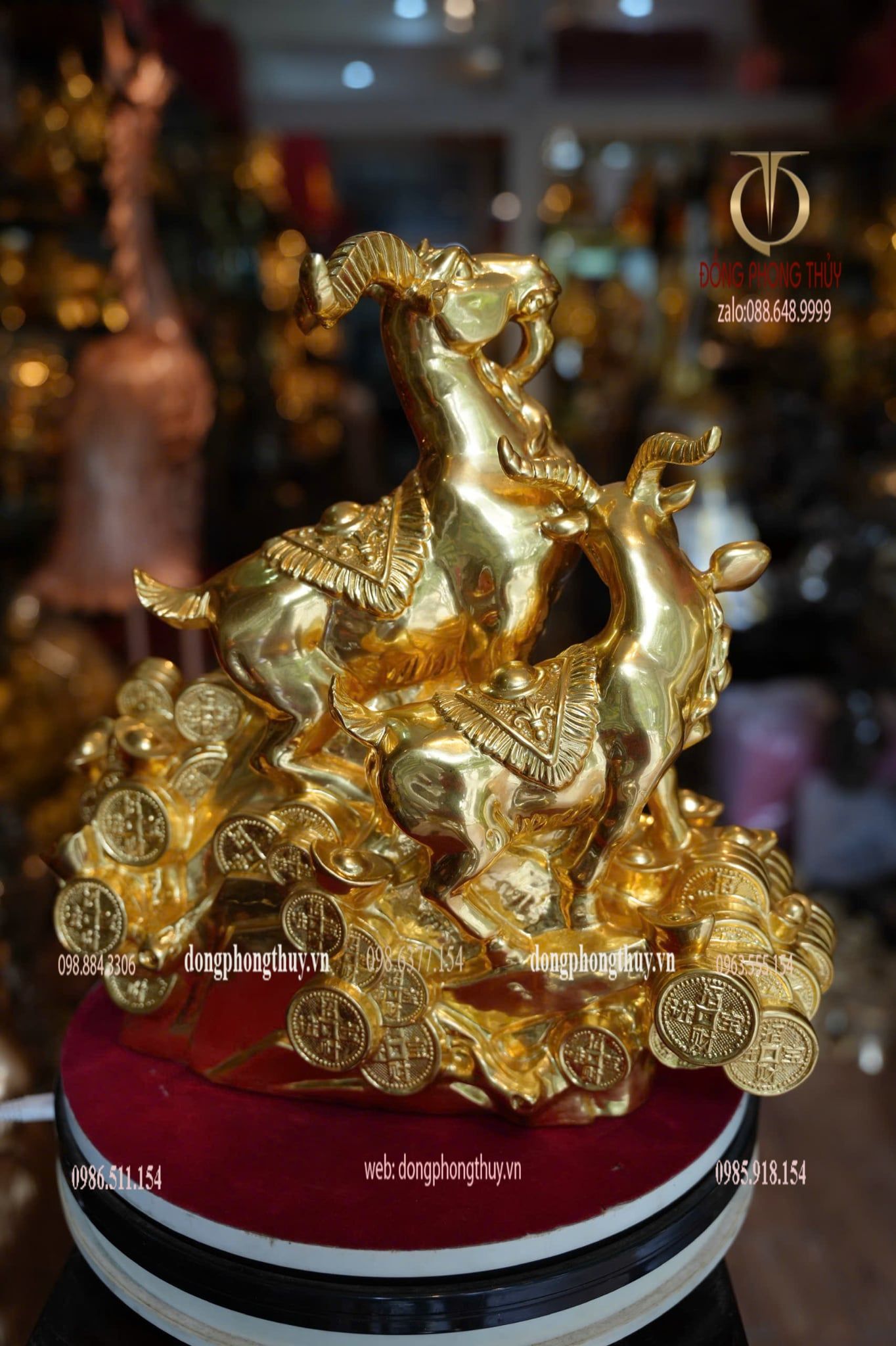 Tượng Dê dát vàng 24k bằng đồng