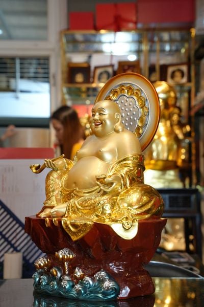 Tượng Di Lặc bằng đồng Dát Vàng 24K