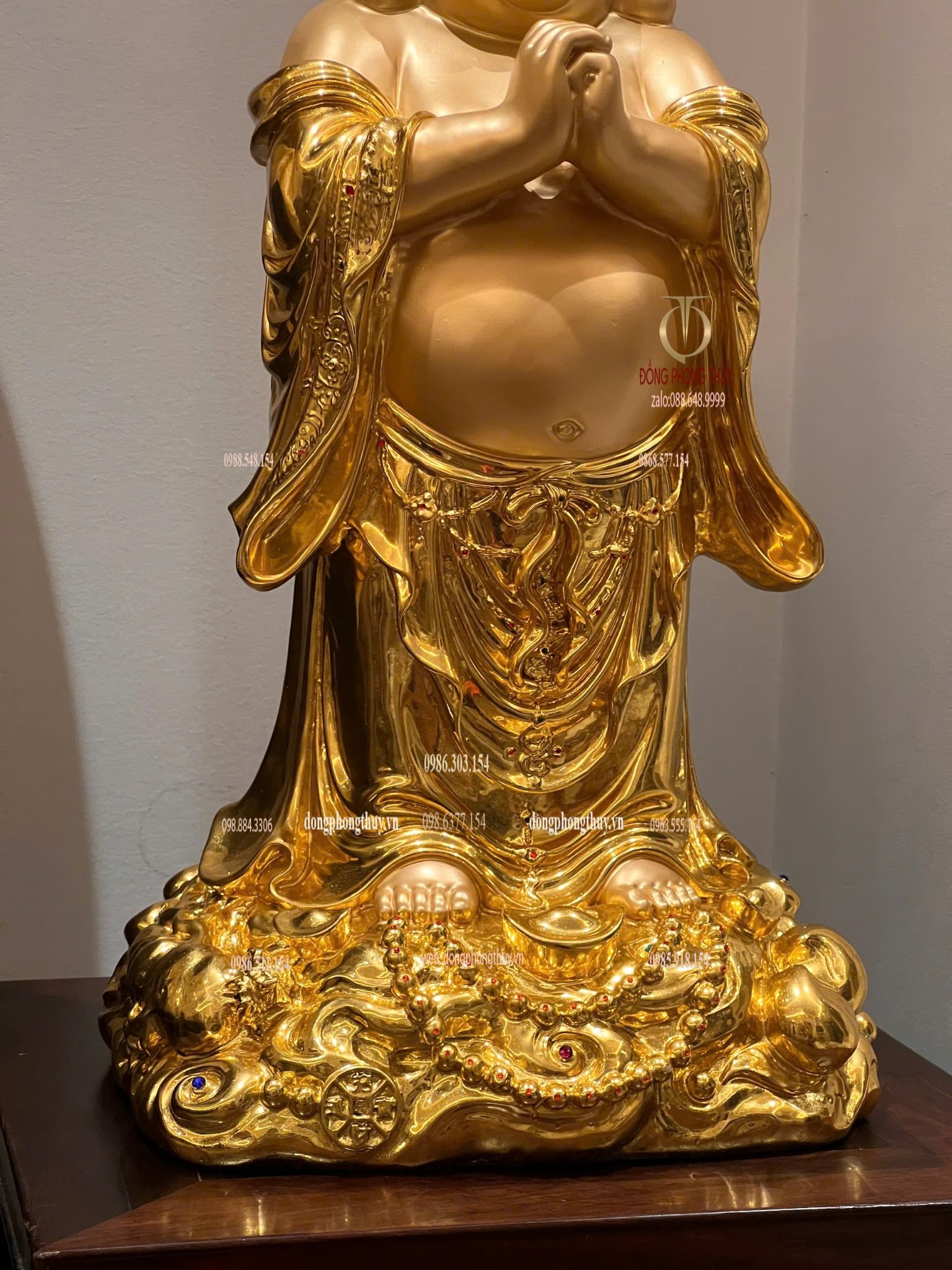 Tượng Di Lặc bằng đồng dát vàng 24k