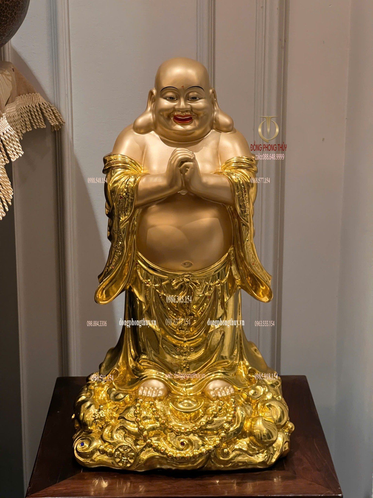 Tượng Di Lặc bằng đồng dát vàng 24k