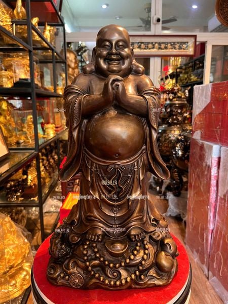 Tượng phật di lặc chúc phúc bằng đồng Cao 48 ngang 27 sâu 27 nặng 13 kg