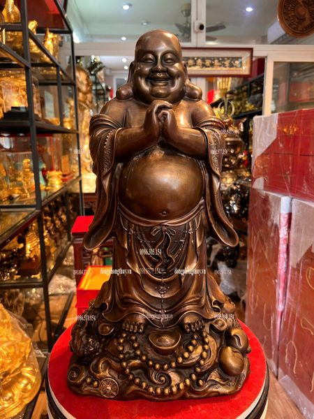 Tượng phật di lặc chúc phúc bằng đồng Cao 48 ngang 27 sâu 27 nặng 13 kg