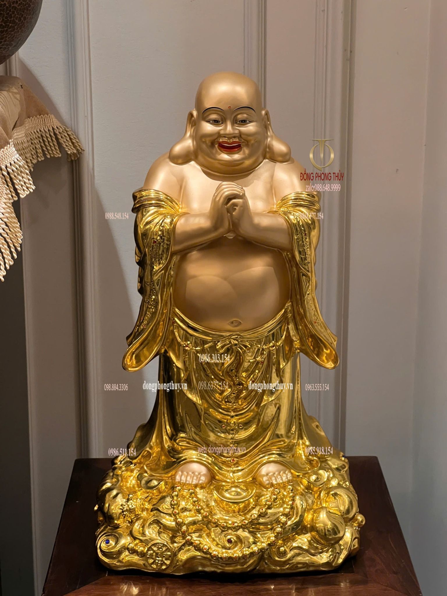 Tượng Di Lặc bằng đồng dát vàng 24k