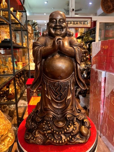 Tượng phật di lặc chúc phúc bằng đồng Cao 48 ngang 27 sâu 27 nặng 13 kg