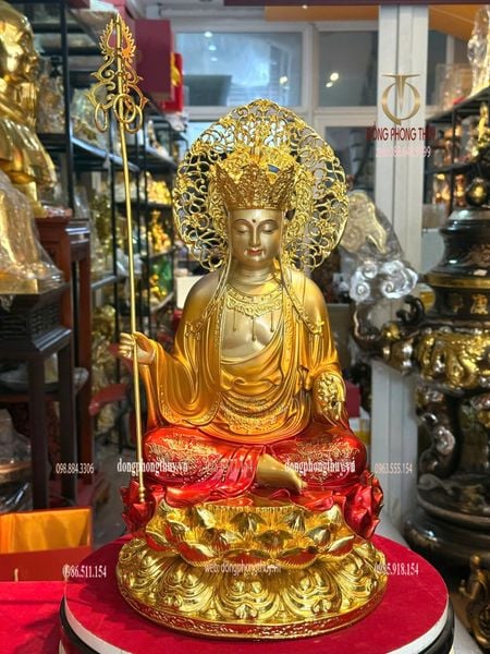 Tượng địa tạng vương bồ tát bằng đồng cao 45cm
