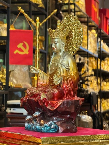 Tượng phật Địa Tạng Vương Bồ Tát bằng đồng màu sắc độc quyền chỉ có tại Phật Gia Quỳnh Trang