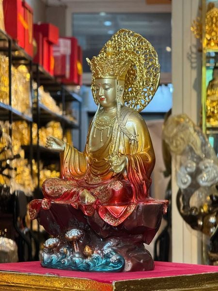 Tượng phật Địa Tạng Vương Bồ Tát bằng đồng màu sắc độc quyền chỉ có tại Phật Gia Quỳnh Trang