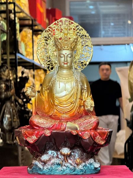 Tượng phật Địa Tạng Vương Bồ Tát bằng đồng màu sắc độc quyền chỉ có tại Phật Gia Quỳnh Trang