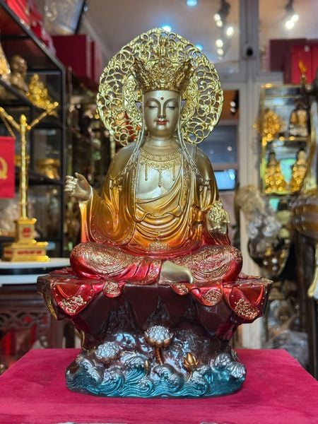 Tượng phật Địa Tạng Vương Bồ Tát bằng đồng màu sắc độc quyền chỉ có tại Phật Gia Quỳnh Trang