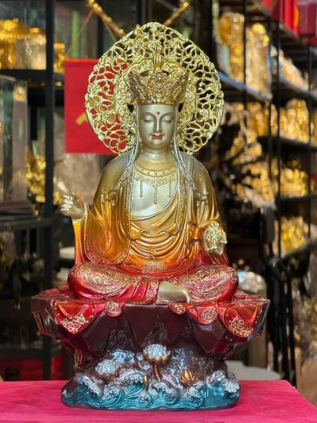 Tượng phật Địa Tạng Vương Bồ Tát bằng đồng màu sắc độc quyền chỉ có tại Phật Gia Quỳnh Trang