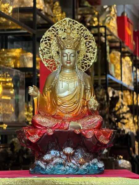 Tượng phật Địa Tạng Vương Bồ Tát bằng đồng màu sắc độc quyền chỉ có tại Phật Gia Quỳnh Trang