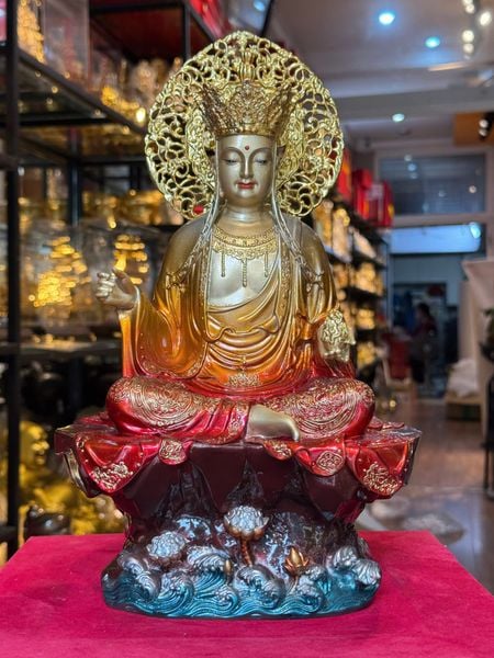 Tượng phật Địa Tạng Vương Bồ Tát bằng đồng màu sắc độc quyền chỉ có tại Phật Gia Quỳnh Trang