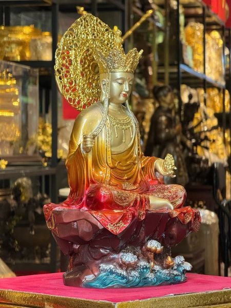 Tượng phật Địa Tạng Vương Bồ Tát bằng đồng màu sắc độc quyền chỉ có tại Phật Gia Quỳnh Trang