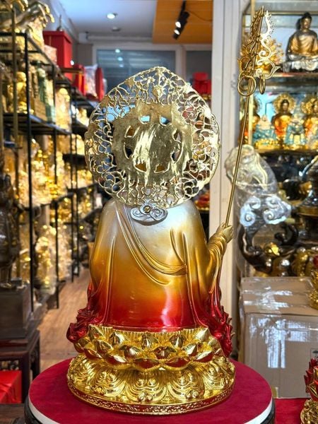 Tượng Địa Tạng Vương Bồ tát bằng đồng 45cm vẽ diện
