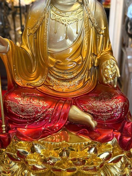 Tượng Địa Tạng Vương Bồ tát bằng đồng 45cm vẽ diện