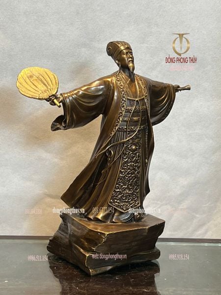 Tượng gia cát lượng khổng minh bằng đồng 35cm