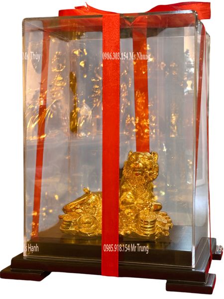 Quà tặng sếp: tượng hổ nằm mạ vàng 24k bằng đồng
