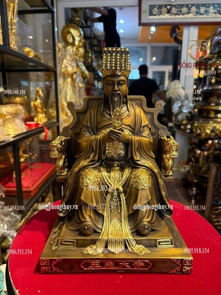 Tượng Ngọc Hoàng bằng đồng dát điểm vàng 24k