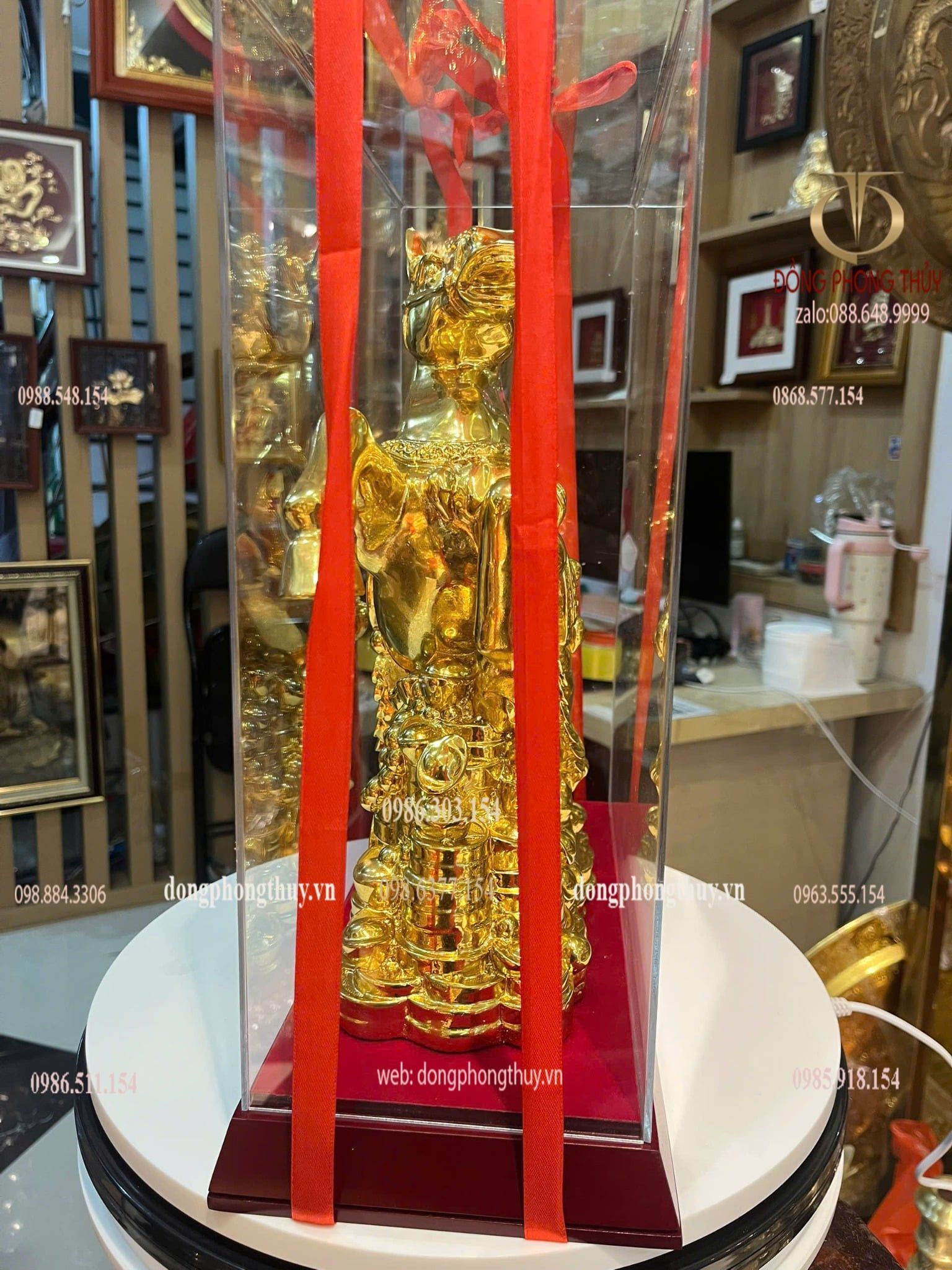 Tượng ngựa phong thủy bằng đồng dát vàng nano