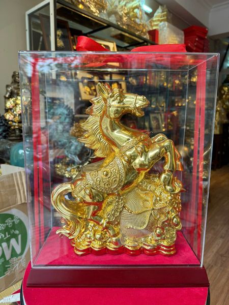 Tượng ngựa cao 32cm dát vàng nano
