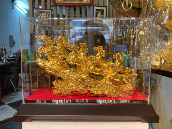 Tượng ngựa mạ vàng 24k-tượng bát mã bằng đồng