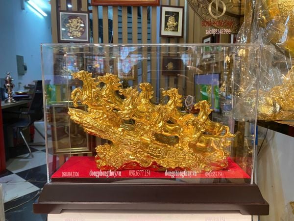 Tượng ngựa mạ vàng 24k-tượng bát mã bằng đồng