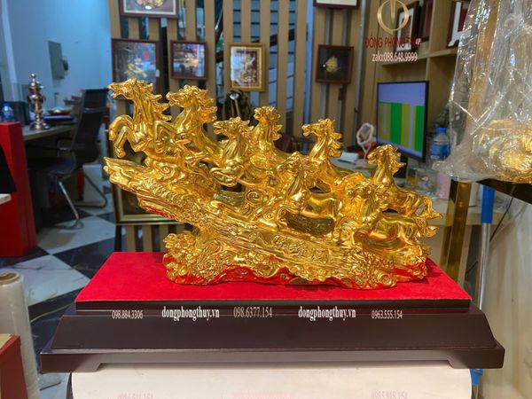 Tượng ngựa mạ vàng 24k-tượng bát mã bằng đồng