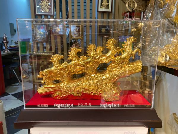 Tượng ngựa mạ vàng 24k-tượng bát mã bằng đồng