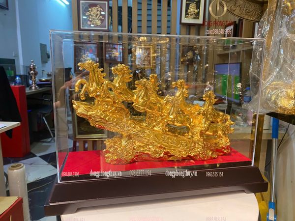Tượng ngựa mạ vàng 24k-tượng bát mã bằng đồng