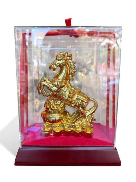 Tượng ngựa hũ tiền dát vàng nano