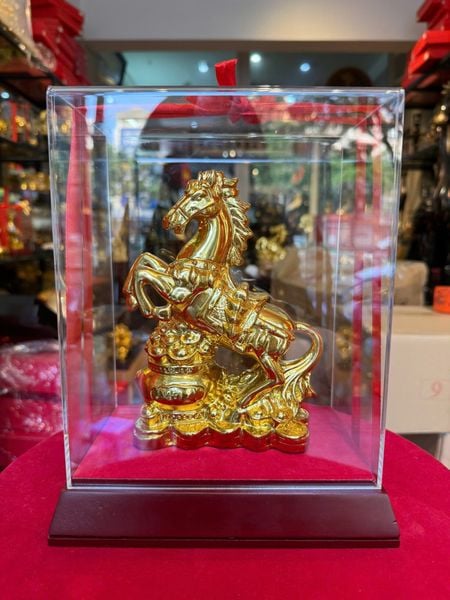 Tượng ngựa hũ tiền dát vàng nano