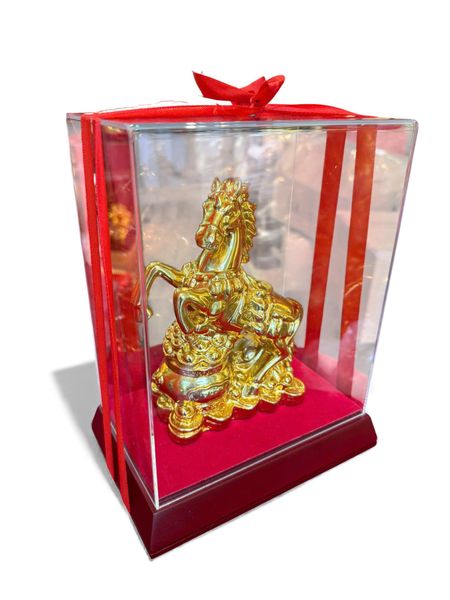 Tượng ngựa hũ tiền dát vàng nano