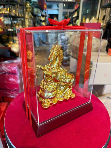 Tượng ngựa hũ tiền dát vàng nano