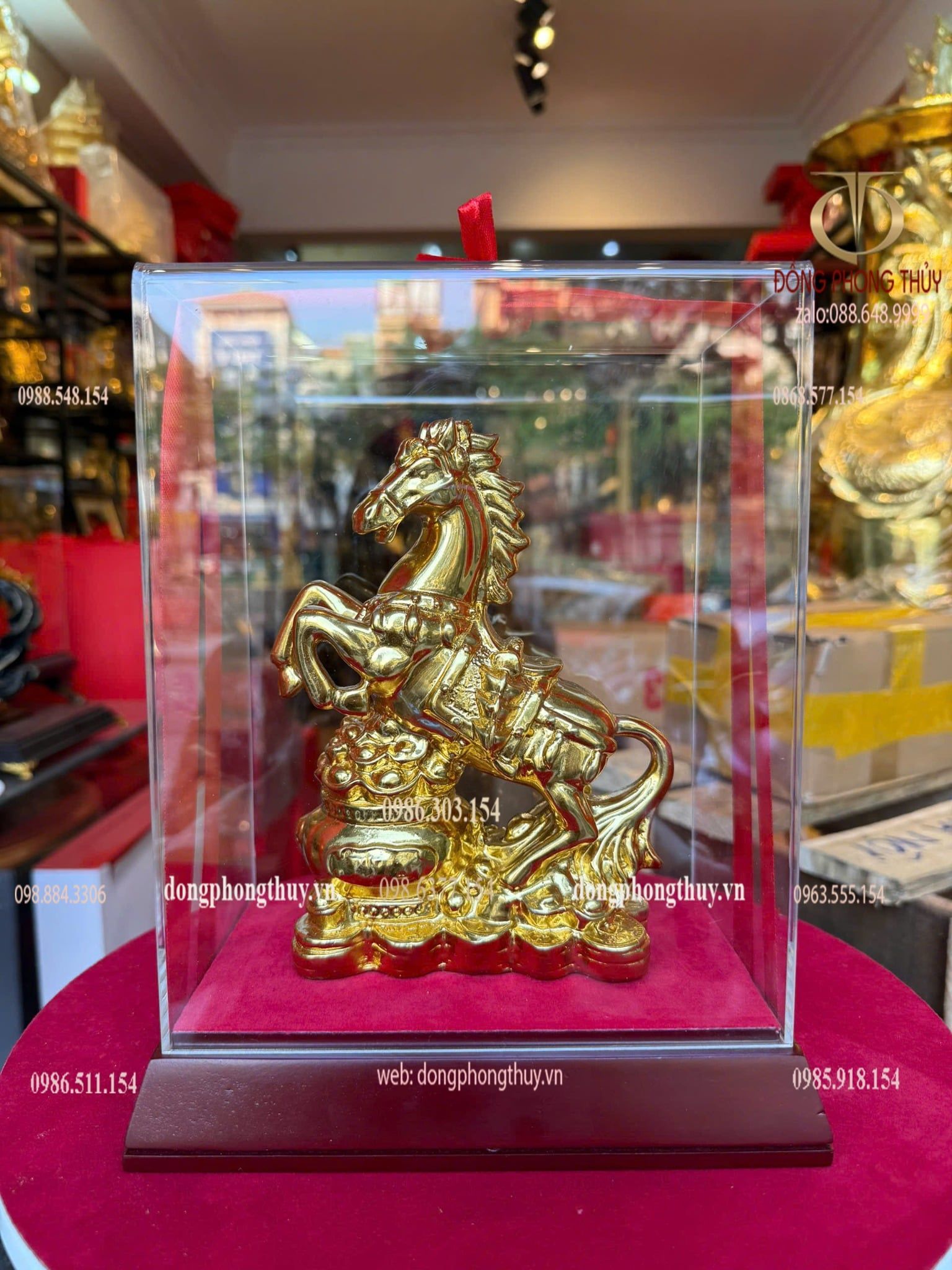 Tượng ngựa hũ tiền dát vàng nano