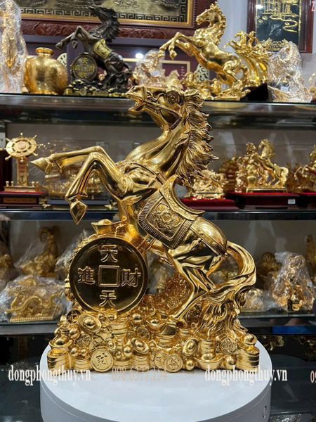 Tượng ngựa mạ vàng 24k cao 42cm nặng 12kg