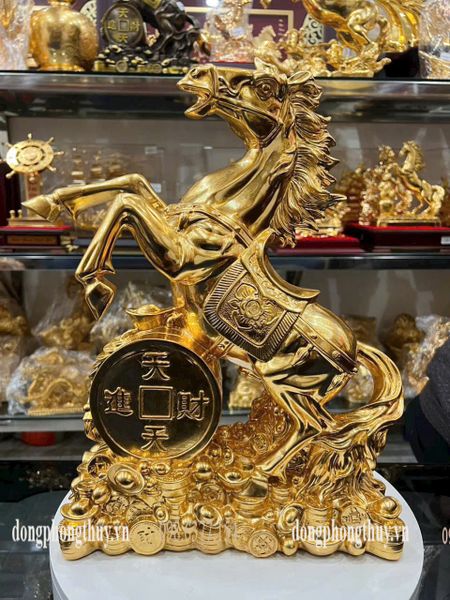 Tượng ngựa mạ vàng 24k cao 42cm nặng 12kg