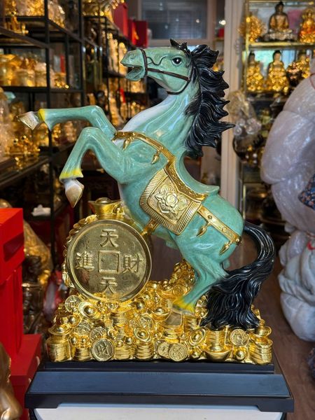 Tượng nhất mã phi thiên bằng đồng patina dát điểm vàng