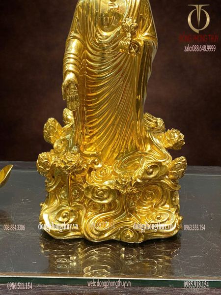 Tượng phật A Di Đà đứng bằng đồng dát vàng 24k