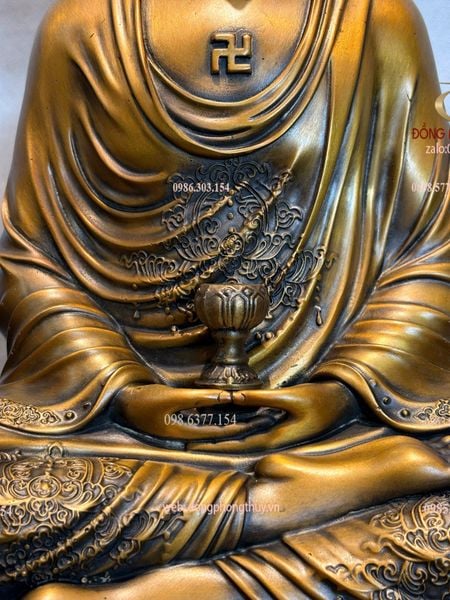 Tượng phật A Di Đà bằng đồng Cao 45cm nặng 12kg