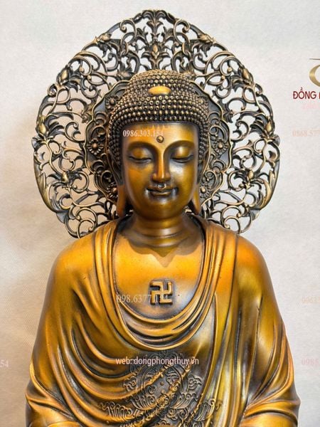 Tượng phật A Di Đà bằng đồng Cao 45cm nặng 12kg