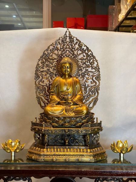 Tượng phật A Di Đà bằng đồng cao 62cm nặng 20kg
