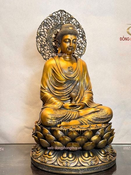 Tượng phật A Di Đà bằng đồng Cao 45cm nặng 12kg