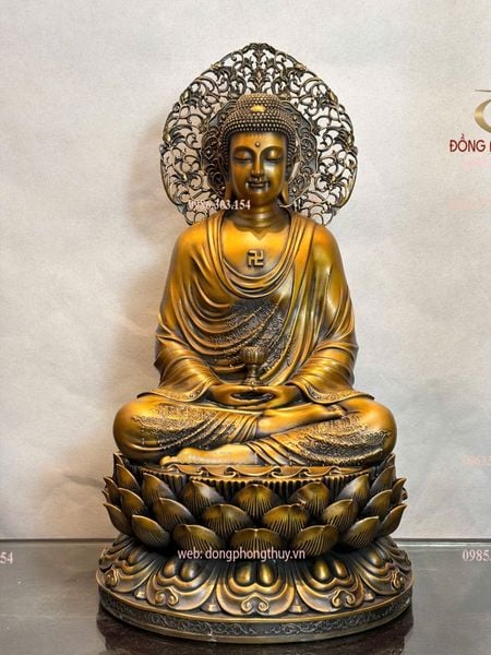Tượng phật A Di Đà bằng đồng Cao 45cm nặng 12kg