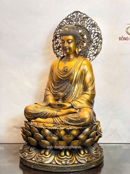 Tượng phật A Di Đà bằng đồng Cao 45cm nặng 12kg