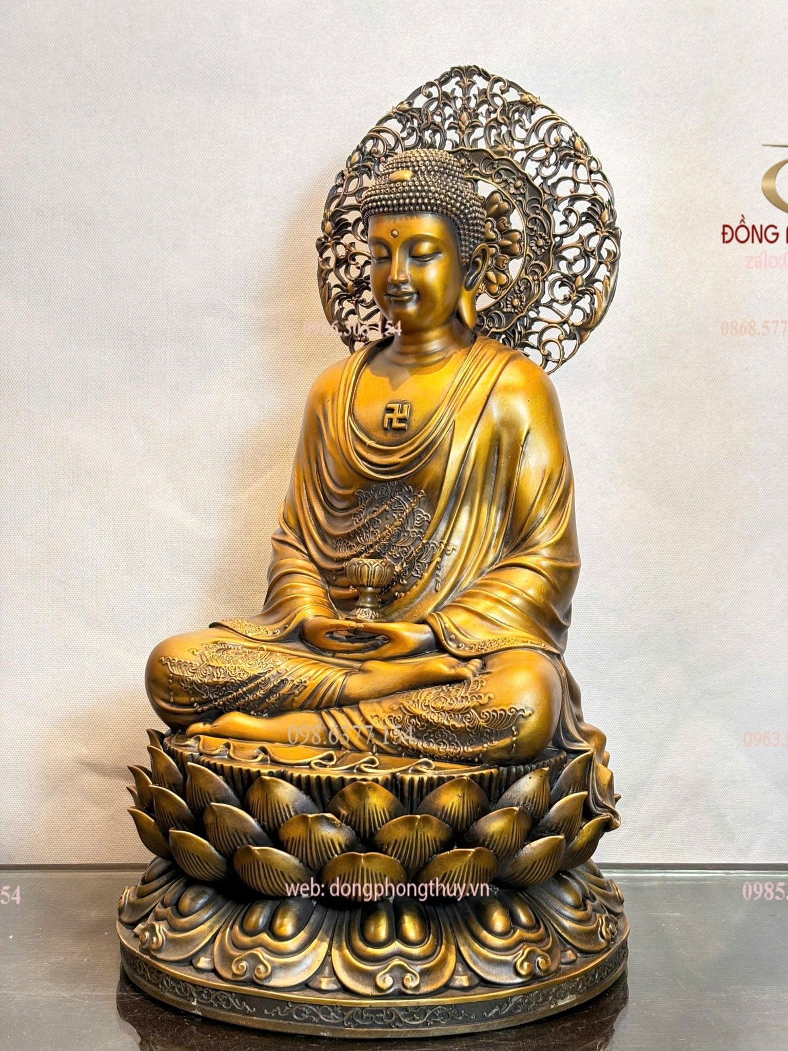 Tượng phật A Di Đà bằng đồng Cao 45cm nặng 12kg