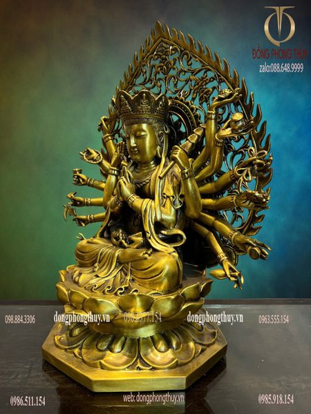 Tượng phật Chuẩn Đề bằng đồng vàng