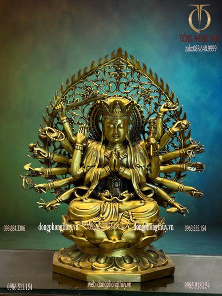 Tượng phật Chuẩn Đề bằng đồng vàng