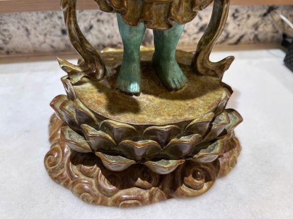 Tượng đản sanh Cao 40 nặng 5,5kg, patina màu thủ công vân hỏa biến độc bản