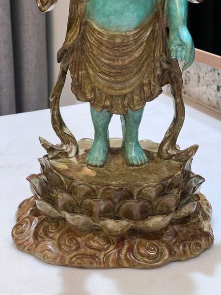 Tượng đản sanh Cao 40 nặng 5,5kg, patina màu thủ công vân hỏa biến độc bản